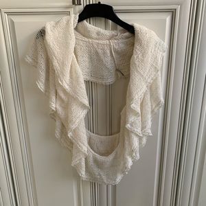 White with metallic infinity scarf